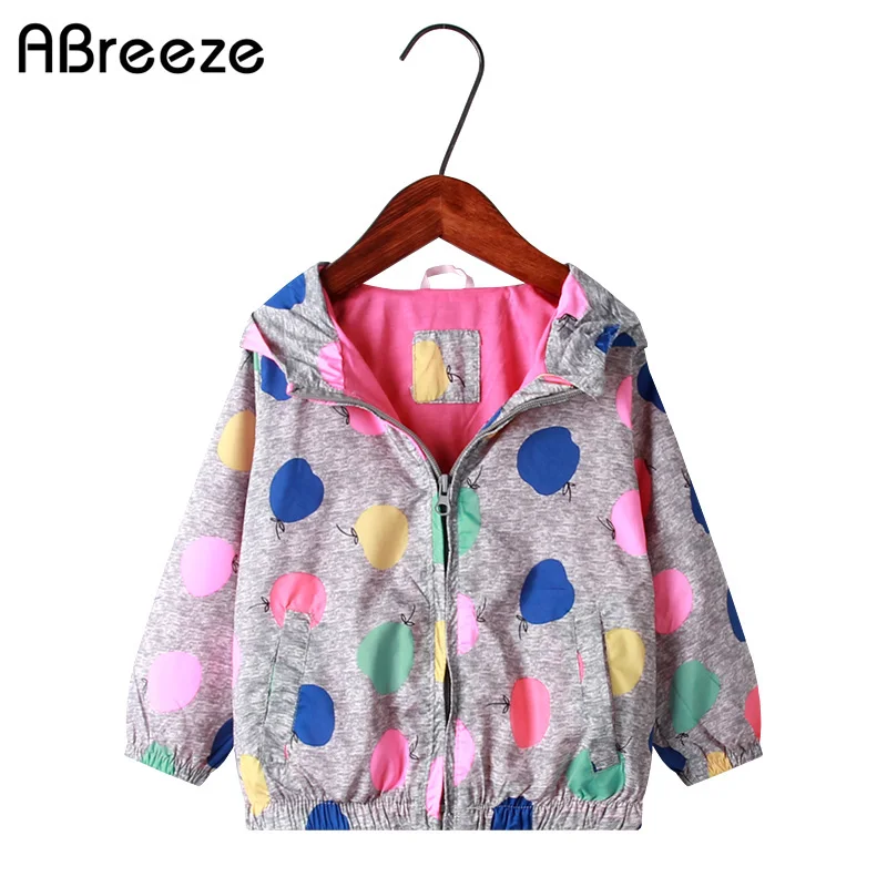 

Детский топ на весну-лето 2019, От 2 до 8 лет куртки с принтом в горошек для девочек, Повседневная Верхняя одежда с капюшоном и пальто для девоче...