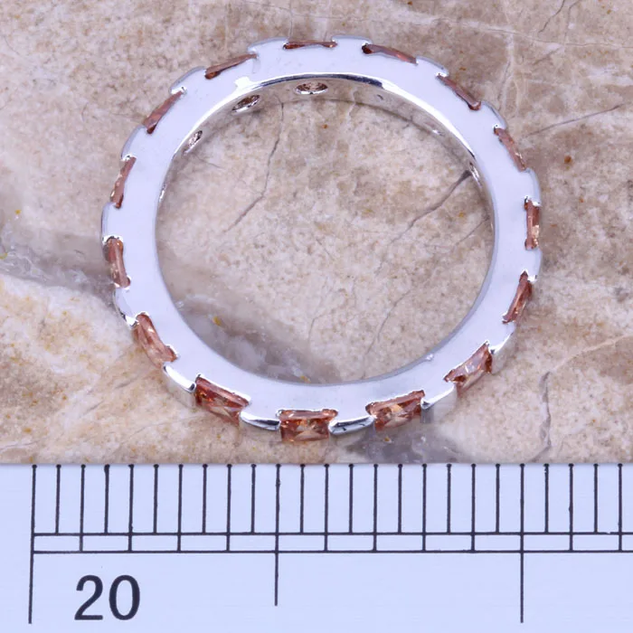 Splendid Шампанское Morganite Серебряный Для женщин Jewelry Кольцо Размеры 6/7/8/9 r0641|bag patchwork|bag