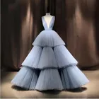 Женское бальное платье, небесно-Голубое Бальное Платье, вечерние платья, модные Пышные Многослойные фатиновые платья для выпускного вечера, 2019