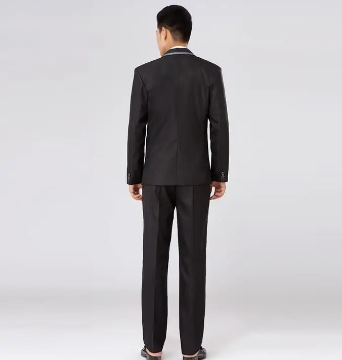 Black performance formal dress male suit set men latest coat pant designs mens suits wedding groom + trousers tie | Мужская одежда