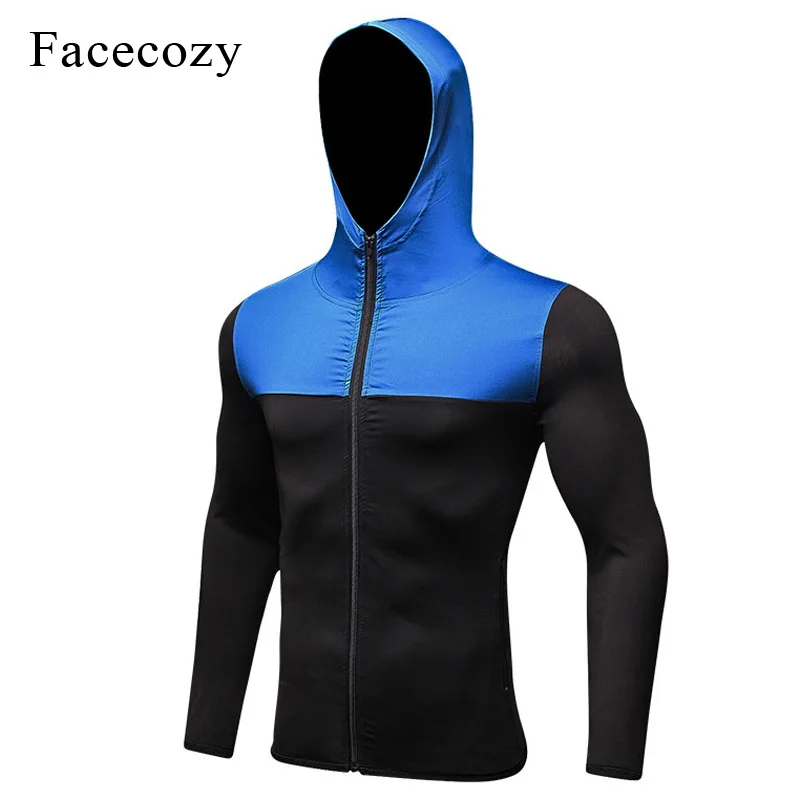 Facecozy мужская тренировочная куртка с капюшоном для бега на молнии в стиле пэчворк