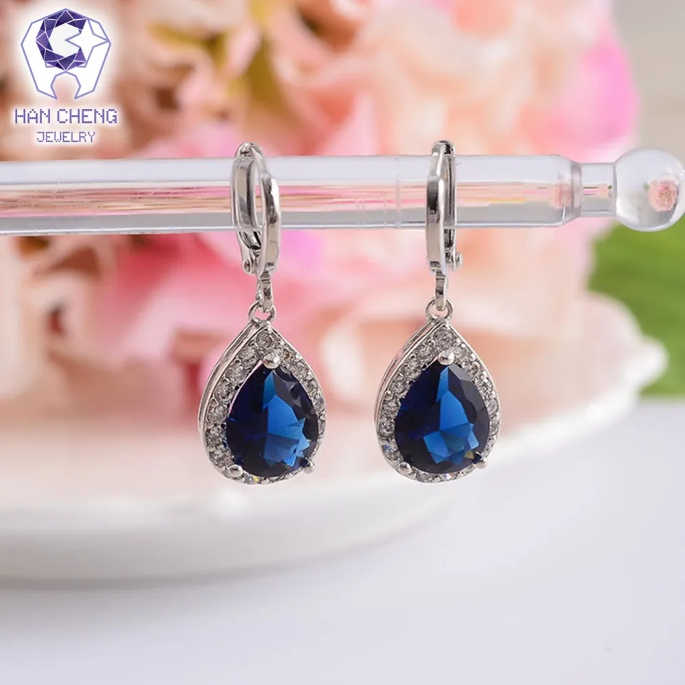 Женские серьги-капельки HanCheng серьги с серебряным покрытием и цирконием AAA |