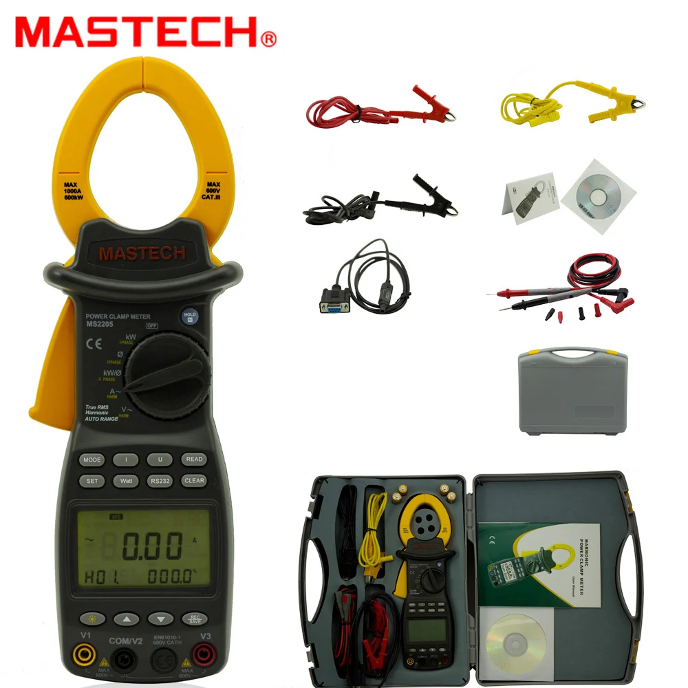 

Цифровой измеритель мощности MASTECH MS2205, трехфазный гармонический тестер с интерфейсом RS232