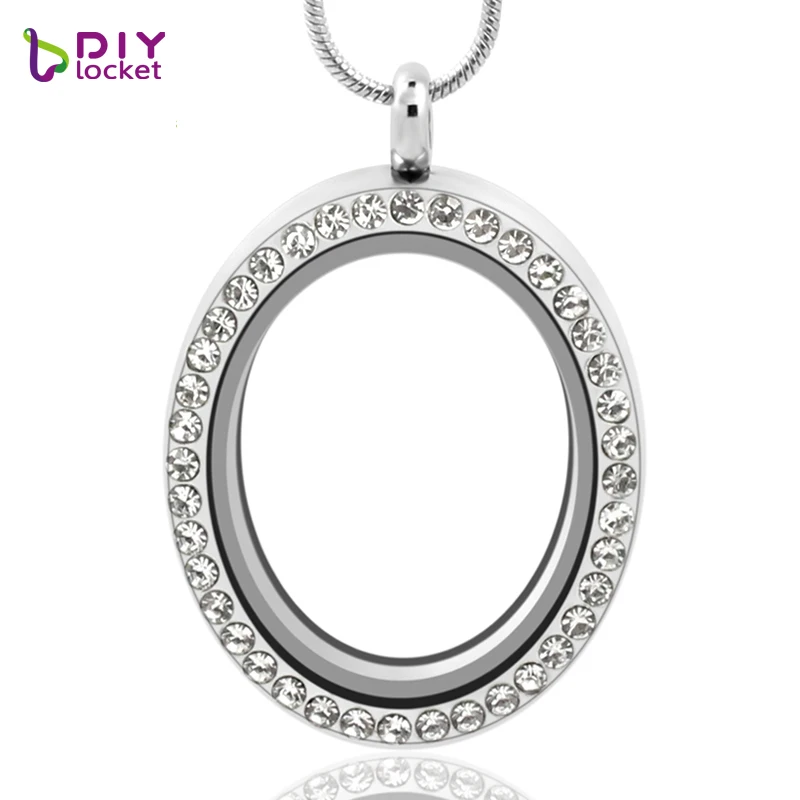 Diylocket овальная форма яйца магнитное стекло плавающий Карм Lcket полностью Стразы 3