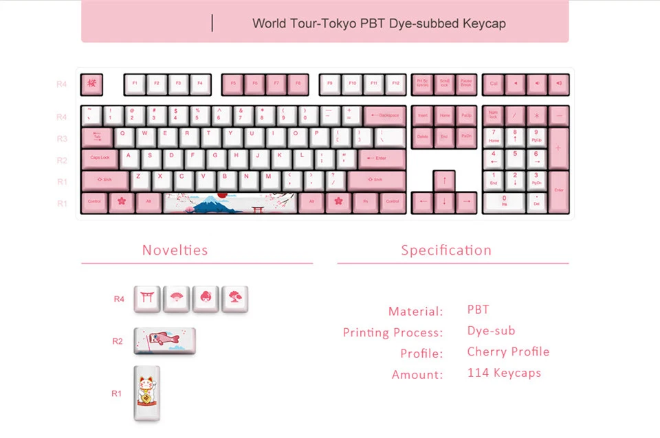 AKKO Ducky 108 ключ OEM профиль Dyesub PBT колпачки для механической клавиатуры