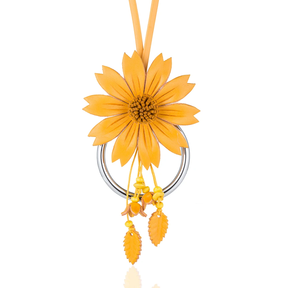WNGMNGL 2018 New 6 Colors Charm Leather Flower Pendant Necklace Handmade Vintage Long Chain for Women Fashion Jewelry | Украшения и