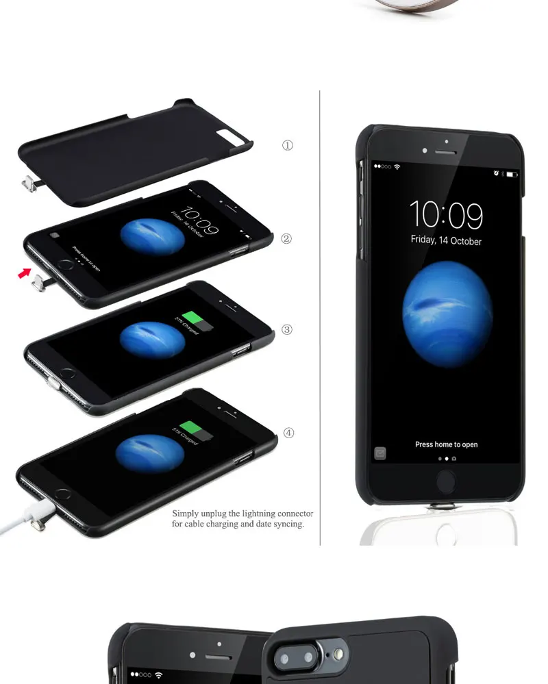 Qi Беспроводное зарядное устройство для iPhone 7/7 Plus, в комплекте Qi Беспроводное зарядное устройство Pad+ приемник чехол/задняя крышка