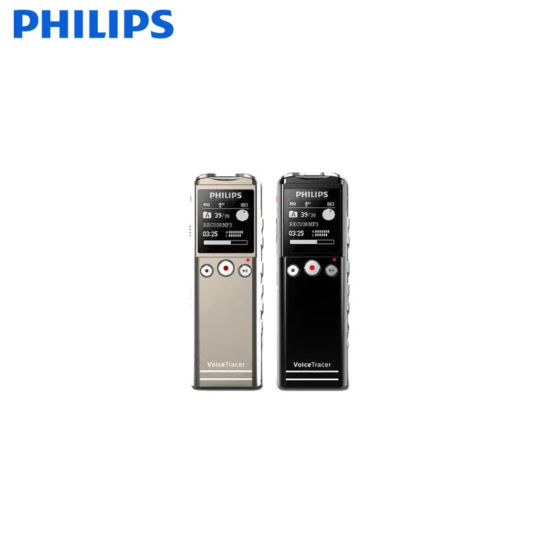 Серый Цифровой диктофон Philips с сухой батареей AAA, Дальняя дистанция 40 м, с беспроводным микрофоном, Голосовая активация, детафон - Цвет: Серый