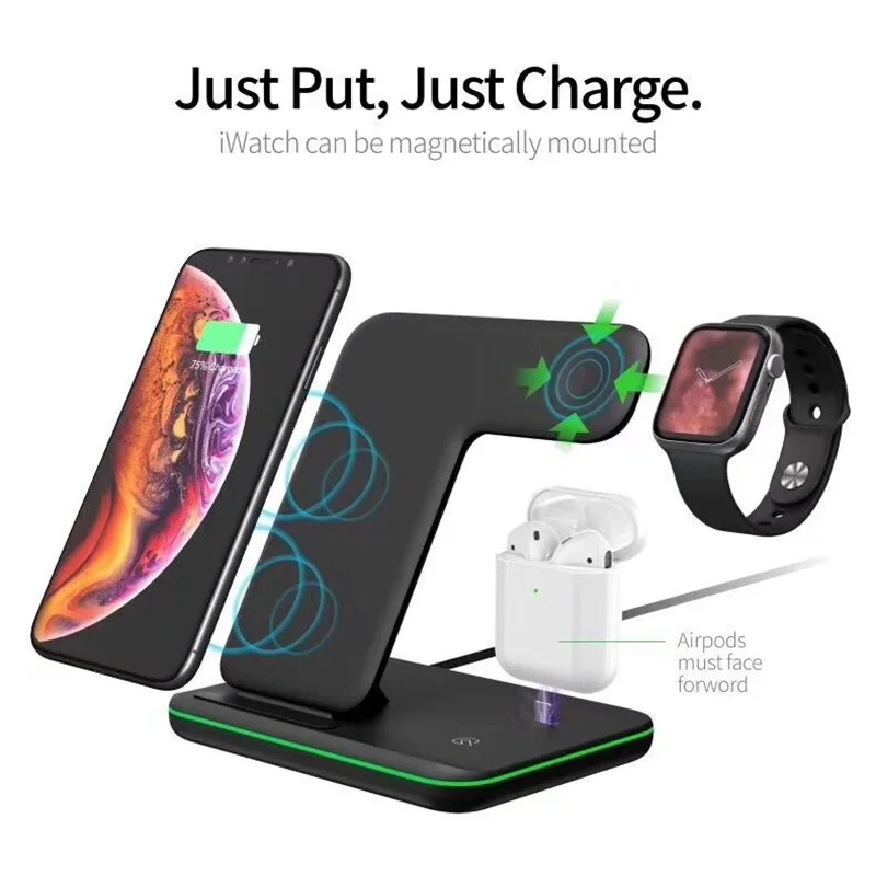 Tongdaytech 3in1 Qi Быстрое беспроводное зарядное устройство для Apple Watch 5 4 3 2 1 быстрая
