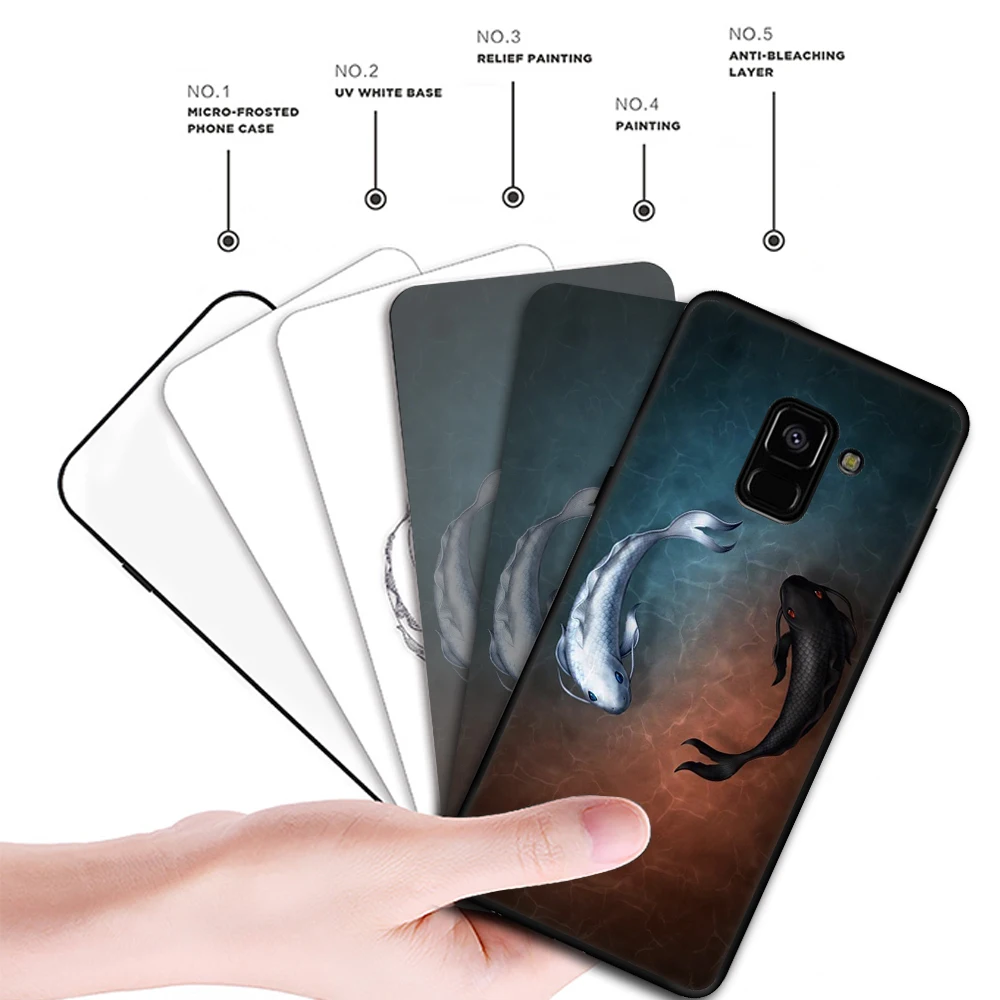 Матовый чехол с черным узором для samsung Galaxy A8 A6 Plus A8 A9 Star Lite A7 A5 A3, защитный чехол для телефона