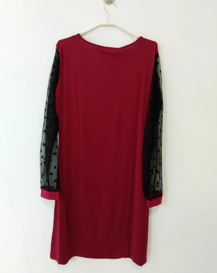 Кружевное платье размера плюс, 5XL, розовое, зеленое, длина по колено, прямое, косохвост, кружевное платье, женское, Сетчатое, с длинным рукавом, с круглым вырезом, в горошек, кружевное платье