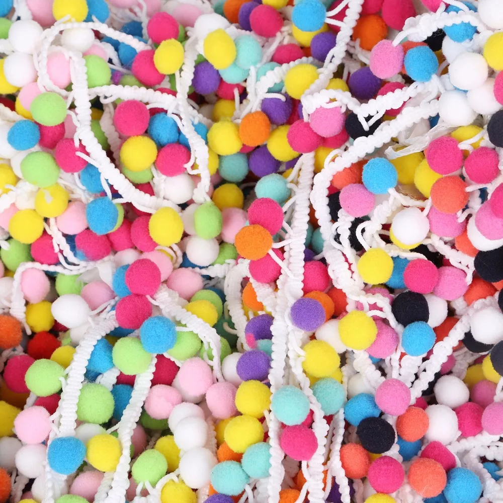 Шаровая лента с бахромой Ширина 20 мм Микс милый помпон аксессуары для шитья