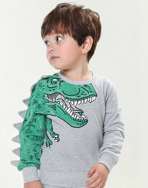 sweatshirt Весенне-осенний комплект детской одежды с петельками, костюм динозавра для малышей, одежда для мальчиков и девочек, детские топы с длинными рукавами+ штаны, серый комплект одежды - Цвет: sweatshirt