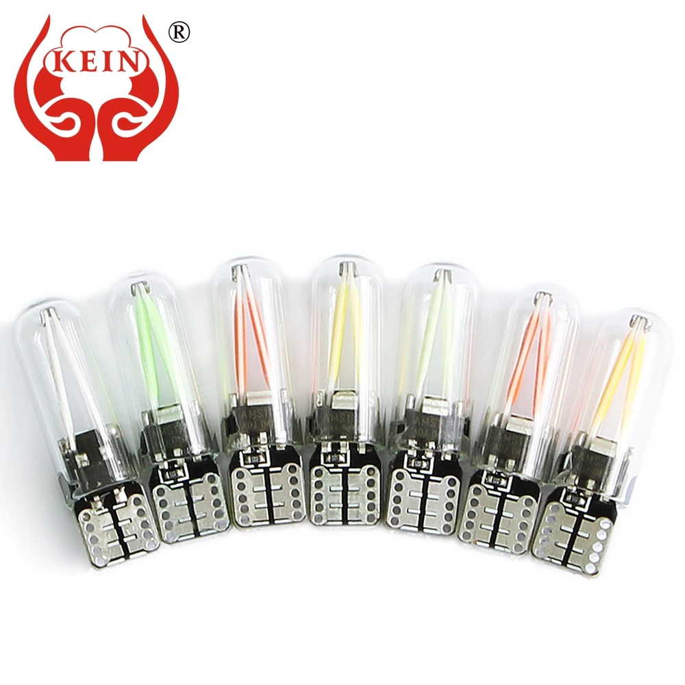 

KEIN 10PCS w5w T10 LED Bulb 194 Filament Glass COB Interior Clearance Lamp Trunk Rear fog Signal Lights auto car led 12V white