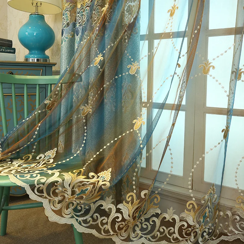 Европейские высококачественные занавески с вышивкой на заказ для гостиной