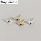 Серьги-гвоздики женские из серебра 2019 пробы, с цирконием, голубые глаза