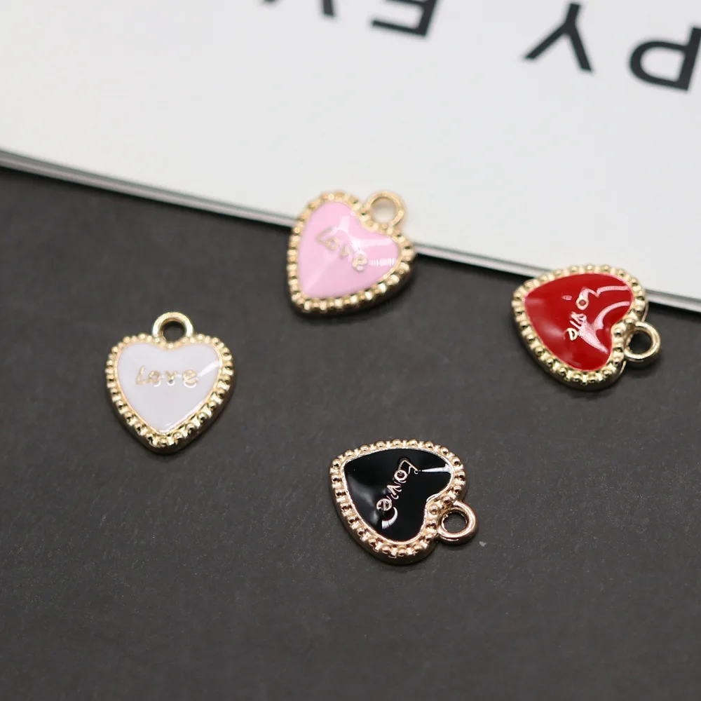 

New Arrival Oil drop Heart Charm Enamel Pendant For Earring Jewelry DIY Handmade Jewelry Making 20pcs/lot