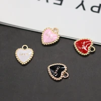 new arrival oil drop heart charm enamel pendant for earring jewelry diy handmade jewelry making 20pcslot
