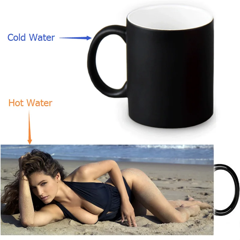 Кофейные кружки Kelly Brook термочувствительные черного цвета белые 350 мл|morphing mug|white