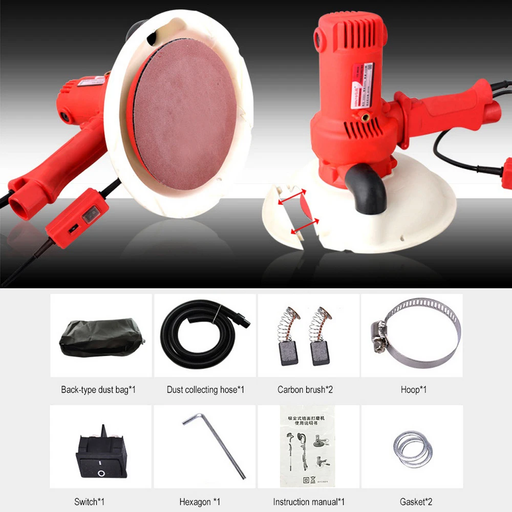 

Wall Sander Grinding Machine AC220V Portable Dry 600-2300r/min Wall Putty Polisher Grinding Power Machine with A Set Accessories