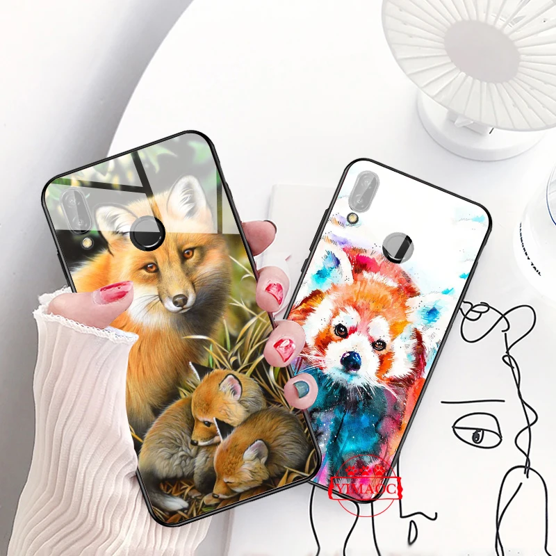 YIMAOC енот красная панда лиса стеклянный чехол для Huawei P10 Lite P20 Pro P30 P Smart honor 7A 8X9 10 Y6 mate