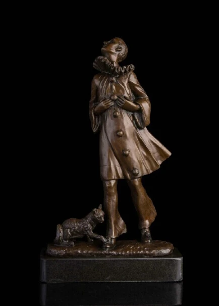 13 абстрактная скульптура бронзовая медная мраморная основа поэта и статуя кота