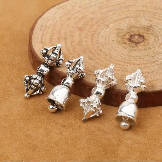 

Handmade 925 Silver Dorje Bell Amulet Pure Silver Buddhist Vajra Bell Charms Tibetan Mala Counter Dorje Bell Pendant