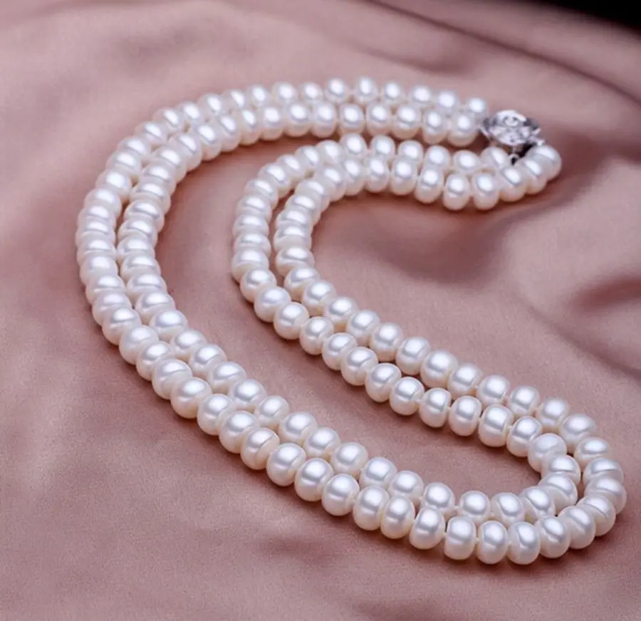 Женское Ожерелье из натурального пресноводного жемчуга 2 ряда|necklaces for women|necklace