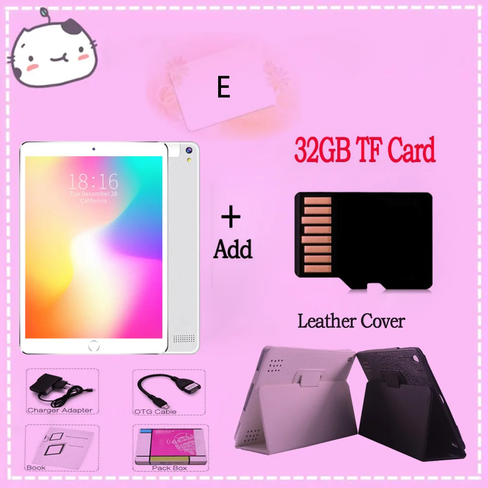32 G TF Add Case 10 дюймов IPSAP4P Android 7,0 Octa Core, 4 Гб+ 64 Гб планшетный ПК WI-FI Sim 4 аппарат не привязан к оператору сотовой связи сети планшетофон(плафон - Комплект: 32 G TF Add Case