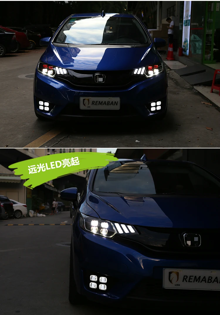 Автомобильный Стайлинг для Honda Fit/JAZZ- светодиодный автомобильный Головной фонарь в сборе светодиодный Demon Eyes DRL указатели поворота прожекторные линзы