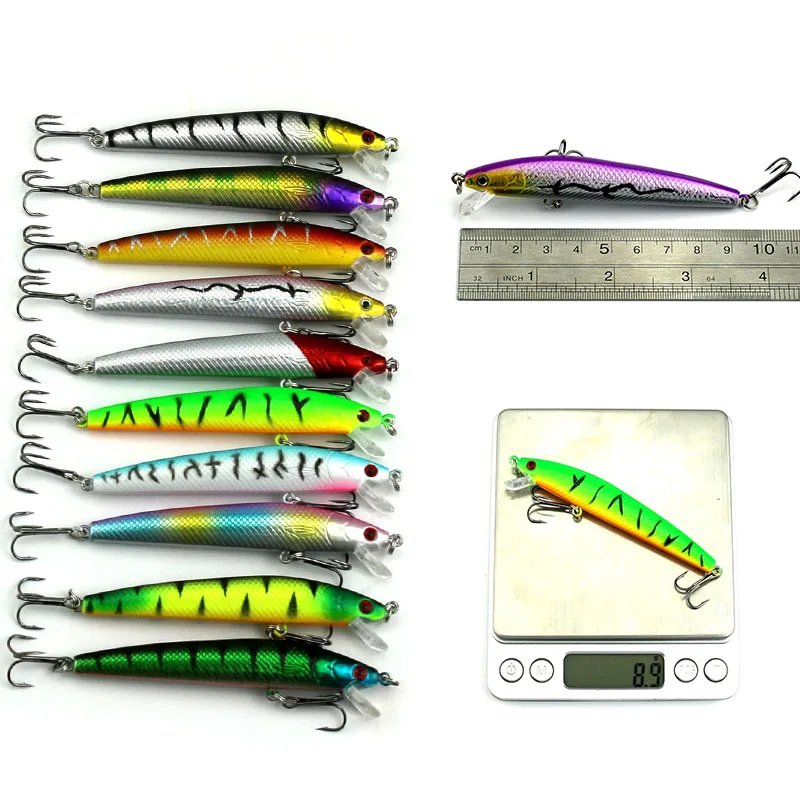 18 шт. смешанные жесткий minnow рыболовные приманки установить бас пайк карп воблер