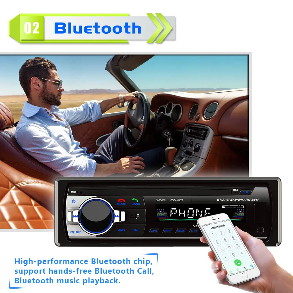 12 В в тире 1 Din Bluetooth Стерео FM радио аудио MP3 плеер 5 зарядное устройство USB SD AUX IN Авто