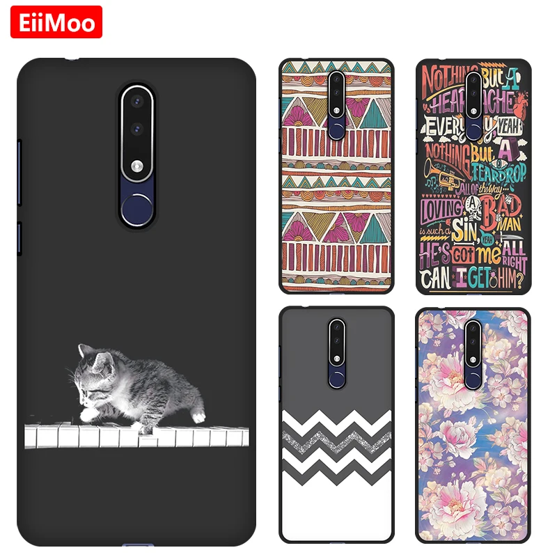 Чехол EiiMoo для Nokia 3 1 Plus чехол 2018 Nokia3.1 с милым принтом Мягкая силиконовая Черная