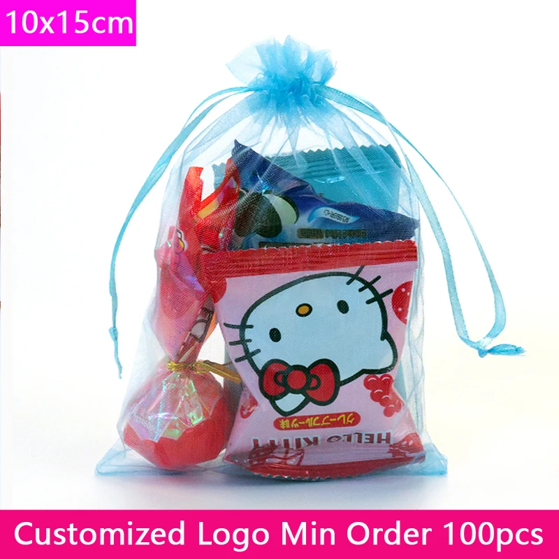 10x15cm 50pcs/bag Organza Bags Wedding Pouches Nice Gift Bag Jewelry Packaging Transparent Gauze Storage Pouch Can Print Logo | Украшения и