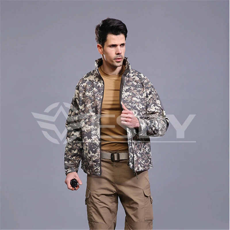 

Commander Mens Soft Shell Waterproof Army Jacket Outdoor Military Officer Coat Windproof Thermal Sports Outerwear fleece lining