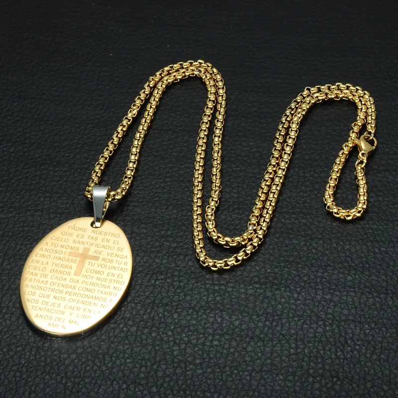 D&ampZ Religious Jesus Oval Bible Cross Necklace Men Stainless Steel Crucifix Scripture Pendants Necklaces For Male | Украшения и