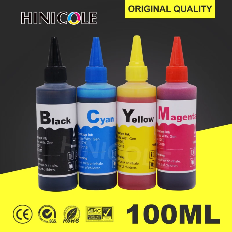 100ml Ink Refill Kit For HP 21 22 301 302 304 121 122 123 650 652 300 140 141 350 351 343 338 XL Cartridge Printer Dye Ink