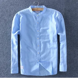 Schinteon Мужская рубашка из хлопка и льна на весну и лето, тонкая рубашка с воротником-стойкой, удобная мужская рубашка, Азиатский размер, высокое качество, 3XL, 4XL