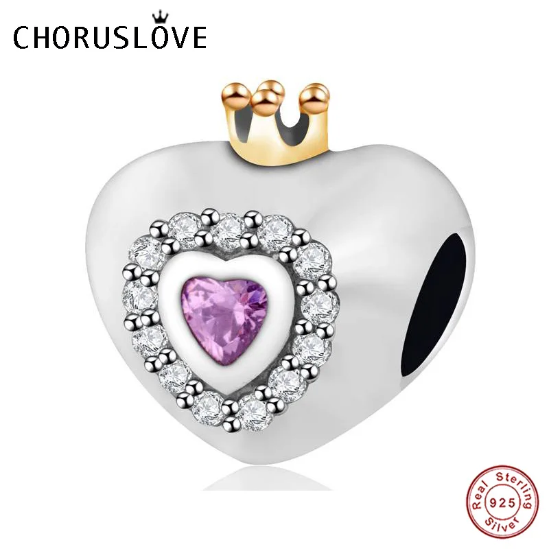 Браслет Choruslove с золотым сердечком бусины из стерлингового серебра 925 Подходит