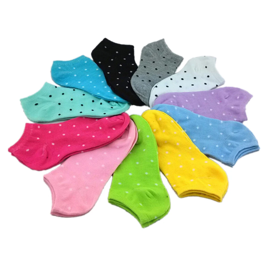 

5Pairs Cute Candy Color Socks Girls Children Kids Heart Dot Solid Socks Lovely Cotton Socks for Girls