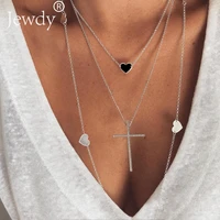 new bohemia multilayer chain choker necklaces pendants for women punk heart cross necklace fashion collar jewelry beach summer