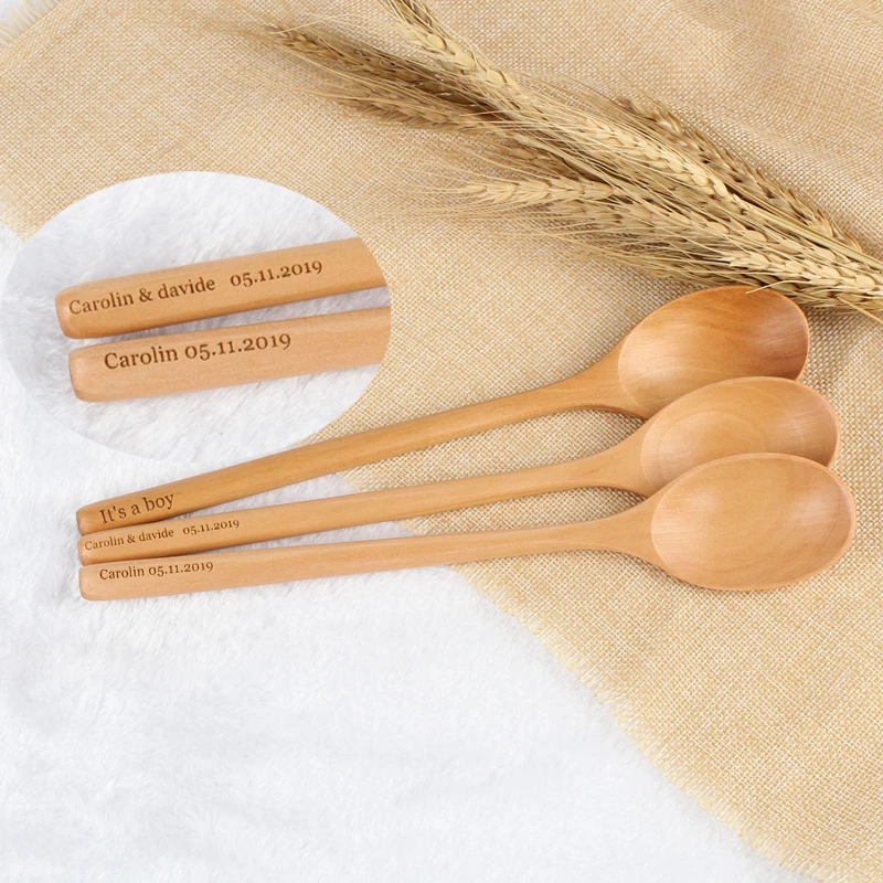 Деревянная ложка с датой и именем на заказ столовые приборы в деревенском стиле