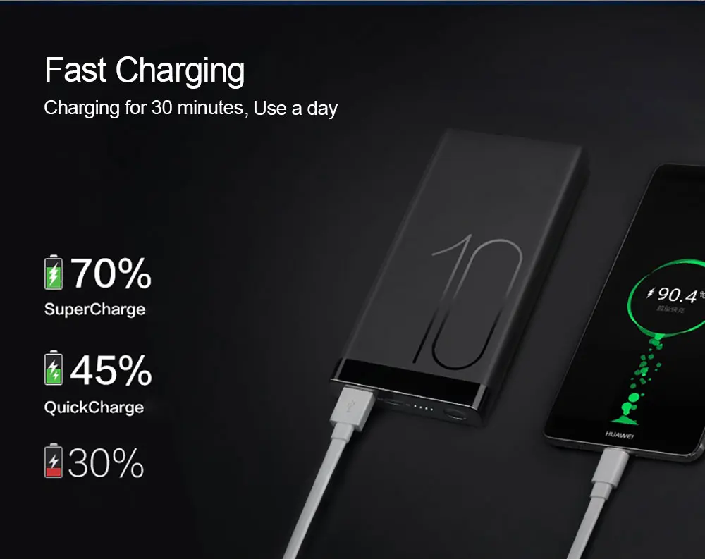 Huawei power Bank 10000 мАч QuickCharge Max 18 Вт Двусторонняя Быстрая зарядка портативный внешний аккумулятор для mate 9 10 20 X Pro P10 P20