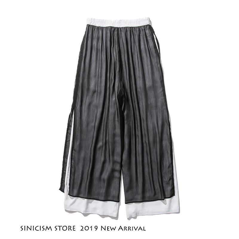 Sinicism Store мужские широкие брюки, Стрейчевые хлопковые льняные свободные мужские брюки Hanfu, мужские прямые брюки в китайском стиле, 3XL, летние