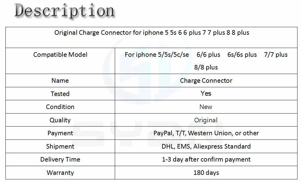 Original Charge Connector for iphone 5 5s 6 6 plus 7 7 plus 8 8 plus Charger Charging Port USB Dock Connector replacement cable