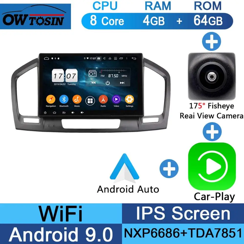 Android 9,0 ips 8 ядерный 4 Гб ram+ 64 ГБ rom Автомобильный DVD радио плеер gps для Opel Vauxhall Holden Insignia 2008-2013 DSP CarPlay ADAS - Цвет: Fisheye Carplay n A