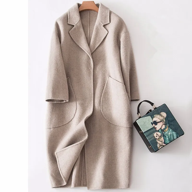 Для женщин высокое качество Зимняя шерстяная одежда Blend Coat Сгущает плед длинный