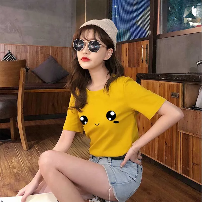 Женские топы Harajuku в Корейском стиле новые женские футболки повседневные модные с
