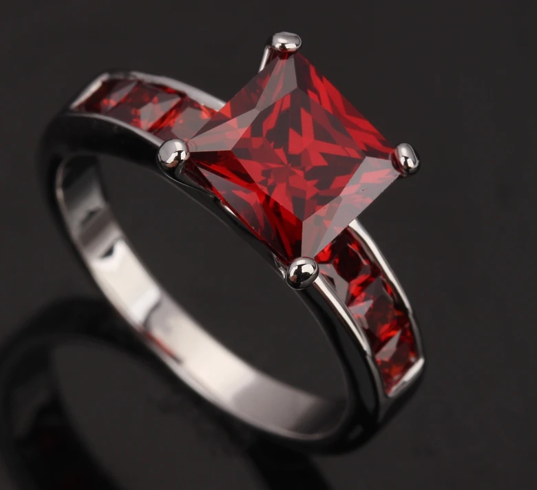 Ангельский Красный Гранат 925 пробы серебро для Для женщин вечерние Jewelry Кольцо