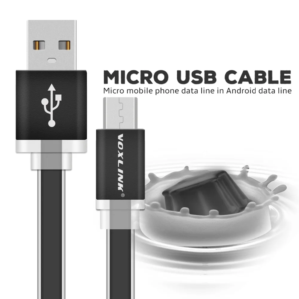 VOXLINK 1 м/2 м/3 м универсальное плоское зарядное устройство Micro USB кабель для
